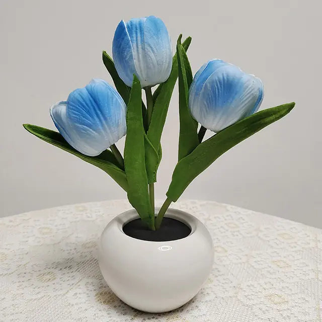 LED Simulation Tulip Flower Pot Lamp Indoor Decorative Table Lamp Tulip Flower Pot Ambient Night Light Home Decoration