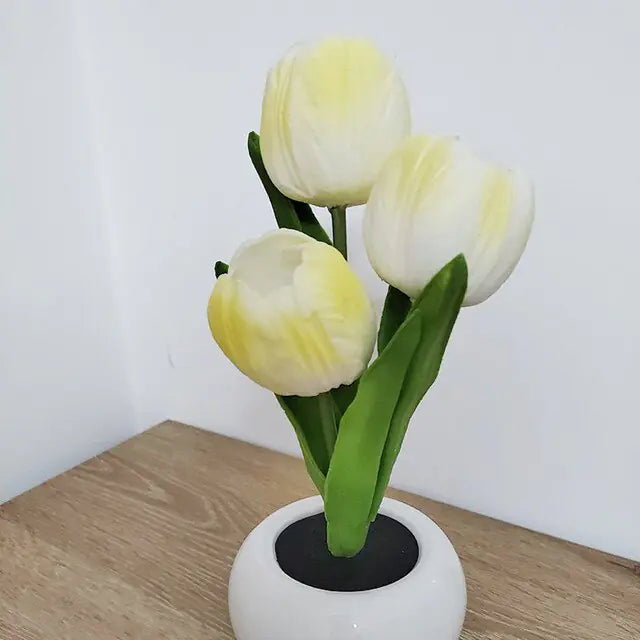 LED Simulation Tulip Flower Pot Lamp Indoor Decorative Table Lamp Tulip Flower Pot Ambient Night Light Home Decoration