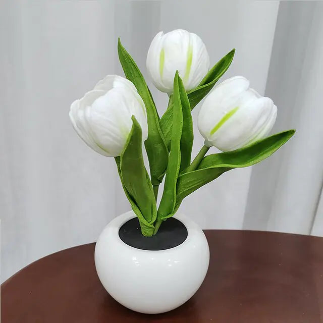 LED Simulation Tulip Flower Pot Lamp Indoor Decorative Table Lamp Tulip Flower Pot Ambient Night Light Home Decoration