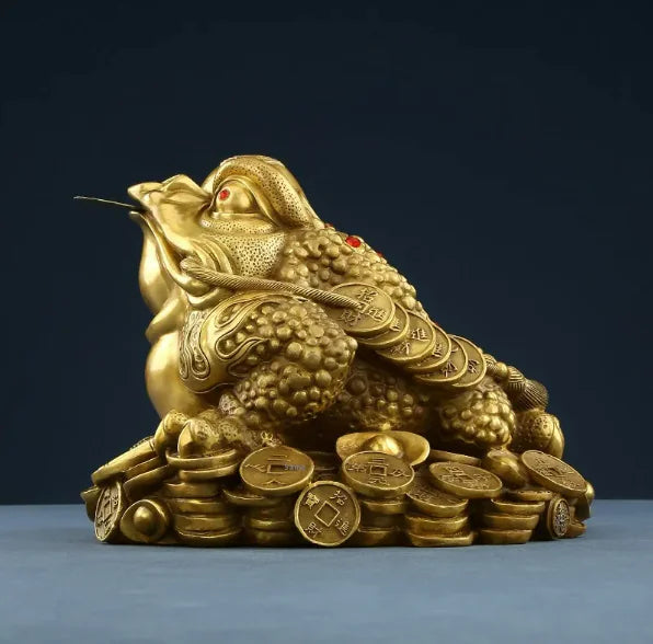 Brass Treasure Toad Ornament for Home and Office Decor